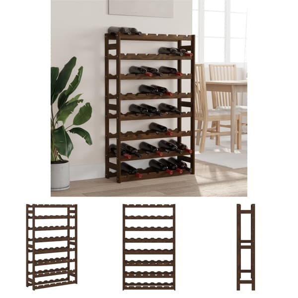 The Living Store Vinställ för 56 flaskor brun massiv furu -  Vinställ