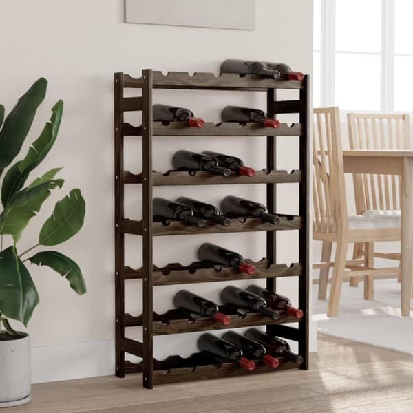 The Living Store vinreol til 42 flasker massivt fyrretræ sort -  Vinreoler