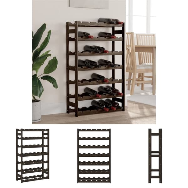 The Living Store vinreol til 42 flasker massivt fyrretræ sort -  Vinreoler