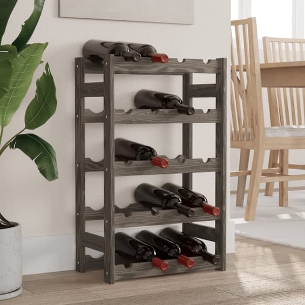 The Living Store vinreol til 20 flasker massivt fyrretræ grå - Vinreoler