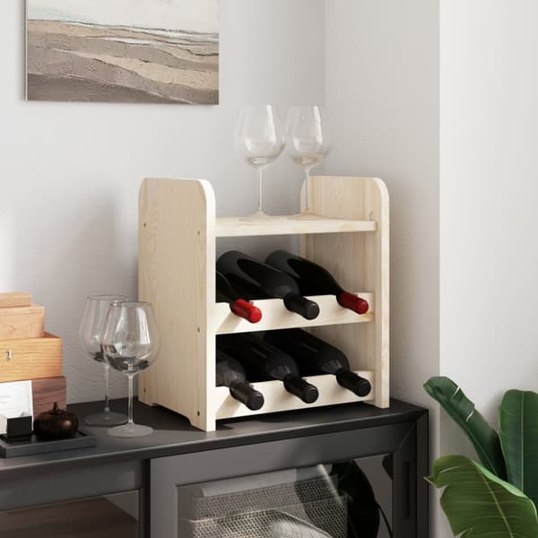 The Living Store vinreol med topplade 33x25x37 cm massivt fyrretræ -  Vinreoler