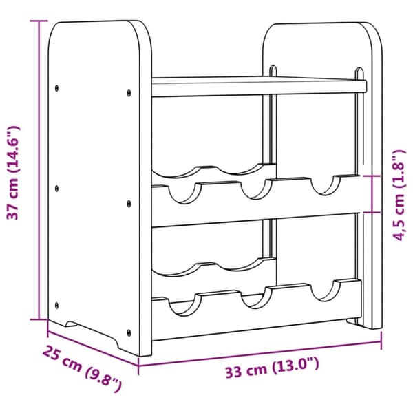The Living Store vinreol med topplade 33x25x37 cm massivt fyrretræ -  Vinreoler