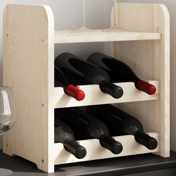 The Living Store vinreol med topplade 33x25x37 cm massivt fyrretræ -  Vinreoler