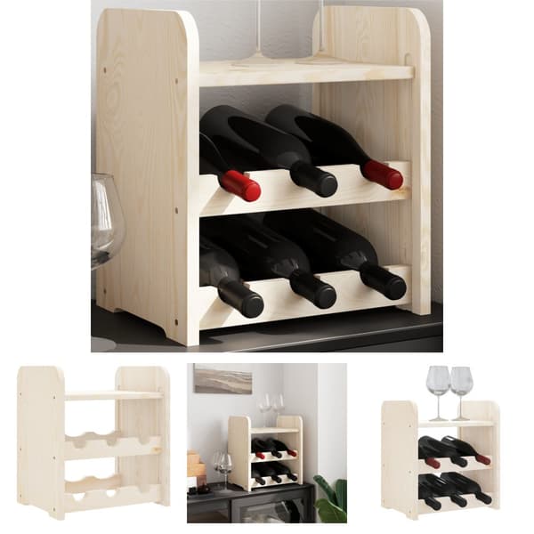 The Living Store vinreol med topplade 33x25x37 cm massivt fyrretræ -  Vinreoler