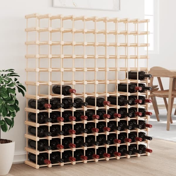 The Living Store vinreol til 120 flasker 112,5x23x123,5 cm massivt fyrretræ -  Vinreoler