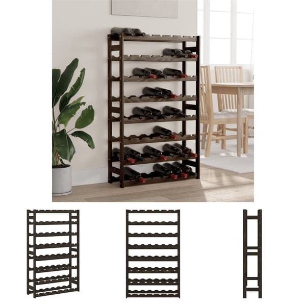 The Living Store vinreol til 56 flasker massivt fyrretræ sort -  Vinreoler