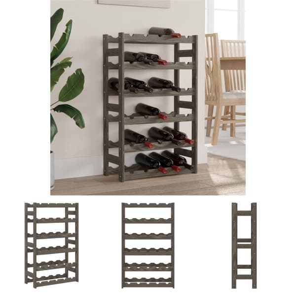 The Living Store vinreol til 30 flasker massivt fyrretræ grå -  Vinreoler
