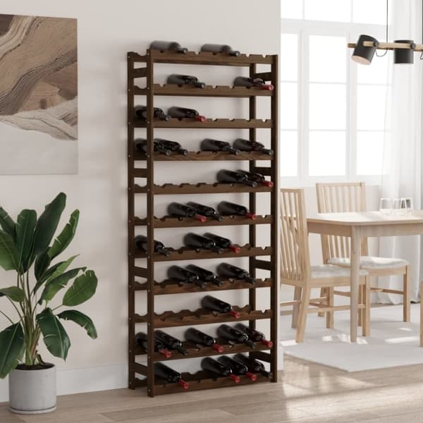 The Living Store Vinställ för 77 flaskor brun massiv furu - Vinställ