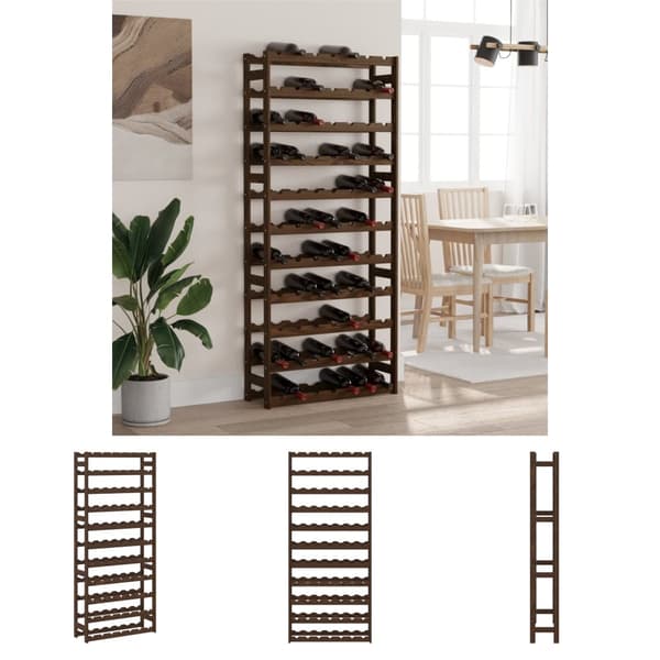 The Living Store Vinställ för 77 flaskor brun massiv furu - Vinställ