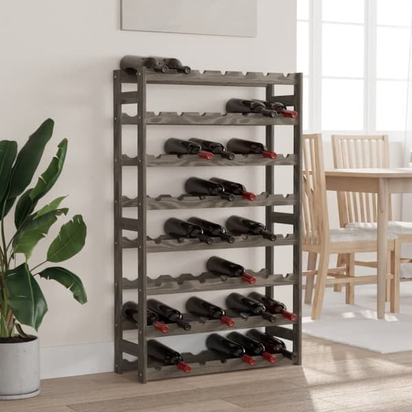 The Living Store Vinställ för 56 flaskor grå massiv furu -  Vinställ