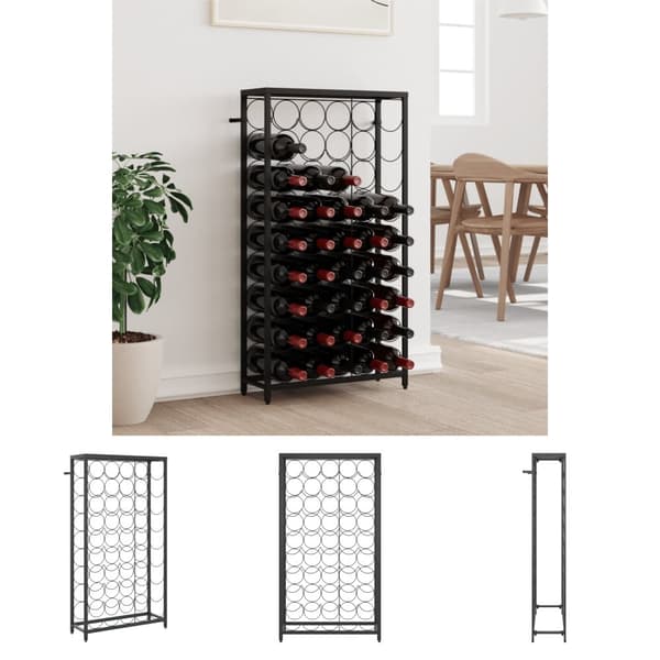 The Living Store vinreol til 45 flasker 54x18x100 cm smedejern sort -  Vinreoler