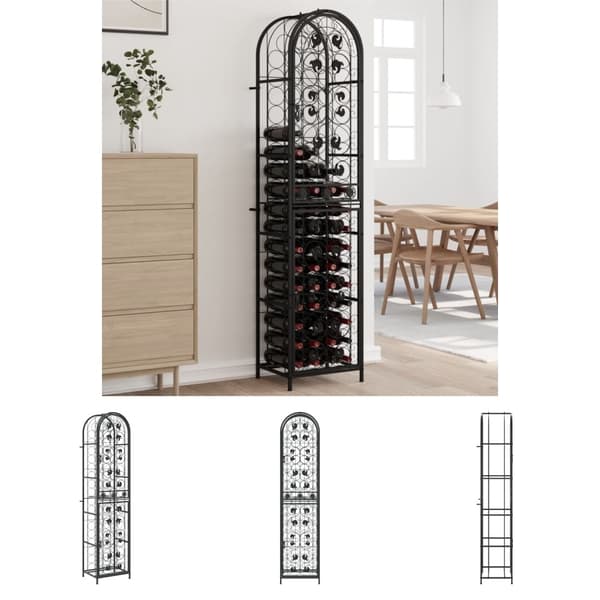 The Living Store vinreol til 73 flasker 45x36x200 cm smedejern sort -  Vinreoler