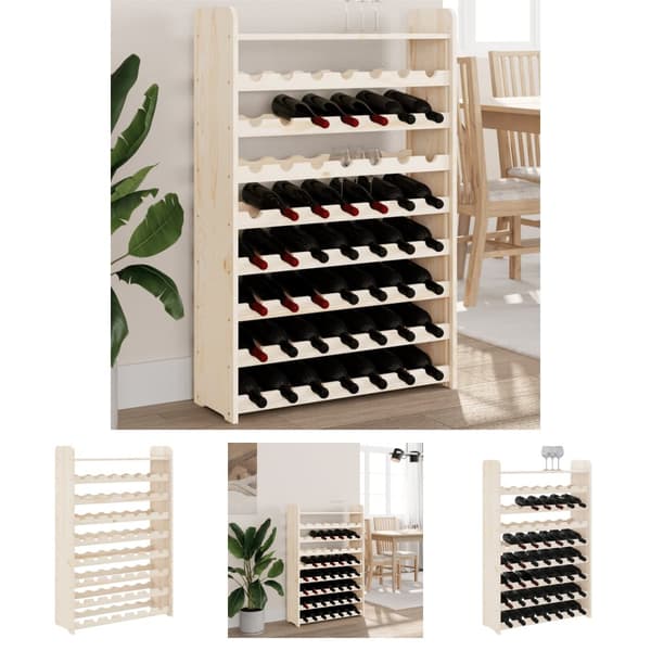 The Living Store vinreol med topplade 72,5x25x111,5 cm massivt fyrretræ -  Vinreoler