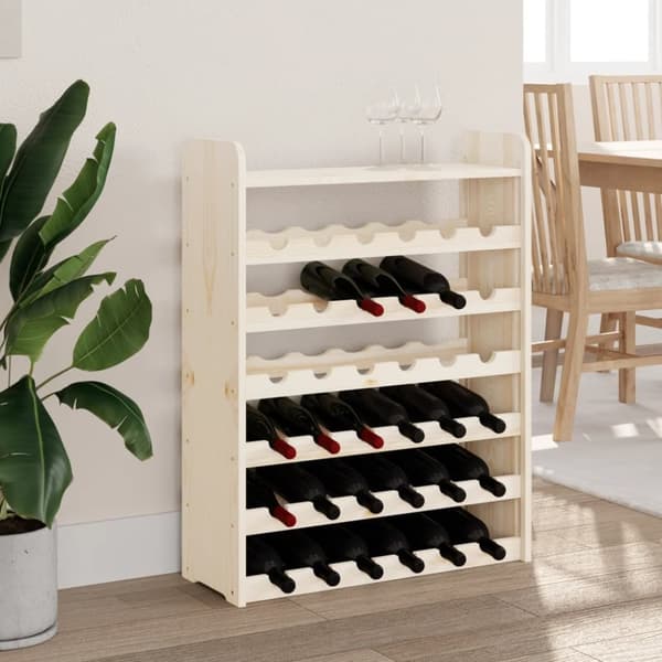 The Living Store vinreol med topplade 67,5x25x87 cm massivt fyrretræ -  Vinreoler