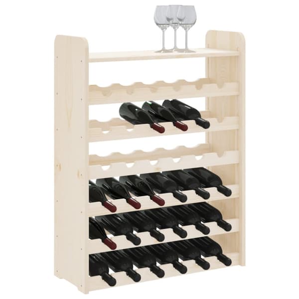 The Living Store vinreol med topplade 67,5x25x87 cm massivt fyrretræ -  Vinreoler