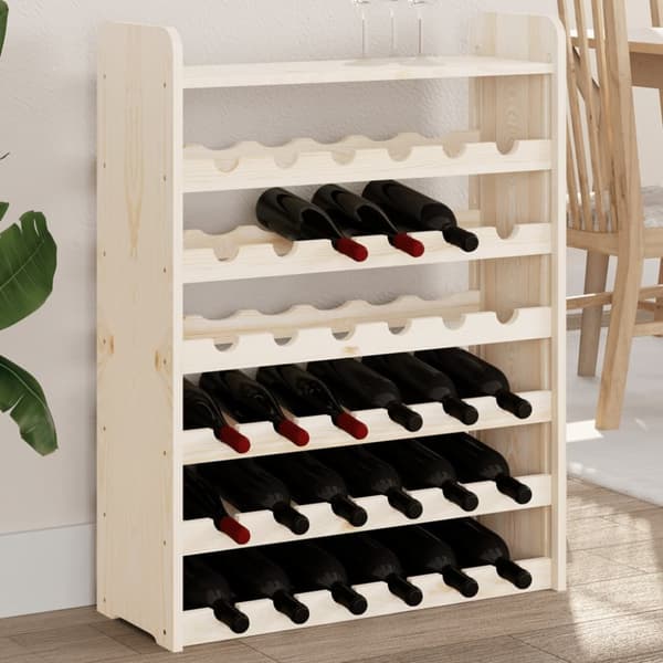 The Living Store vinreol med topplade 67,5x25x87 cm massivt fyrretræ -  Vinreoler