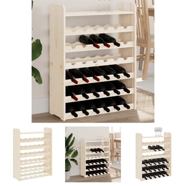 The Living Store vinreol med topplade 67,5x25x87 cm massivt fyrretræ -  Vinreoler