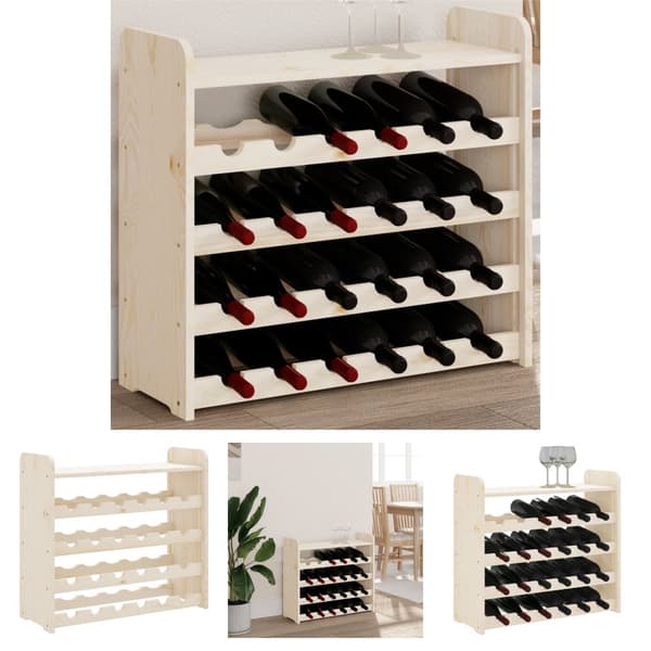 The Living Store vinreol med topplade 67,5x25x60 cm massivt fyrretræ -  Vinreoler