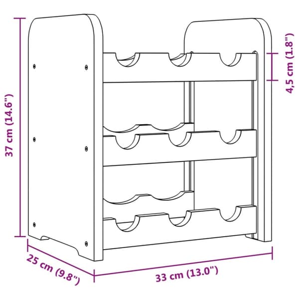 The Living Store vinreol 33x25x37 cm massivt fyrretræ -  Vinreoler