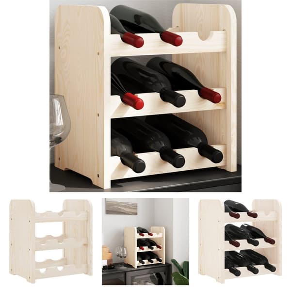 The Living Store vinreol 33x25x37 cm massivt fyrretræ -  Vinreoler