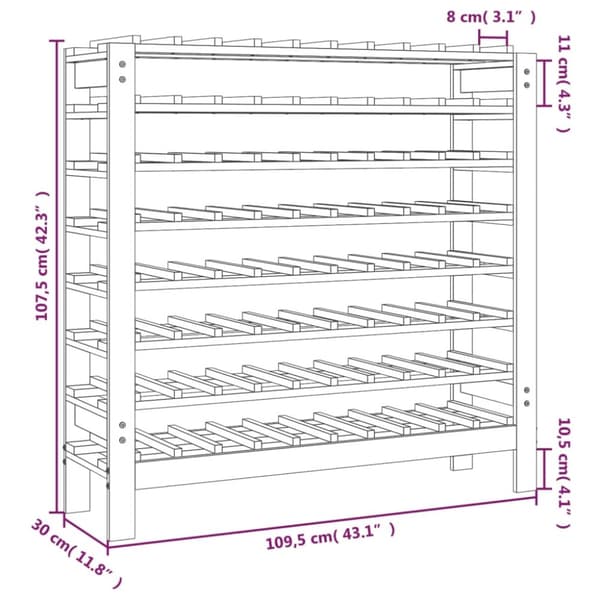 Vinreoler - Living vinreol 109,5x30x107,5 cm massivt fyrretræ
