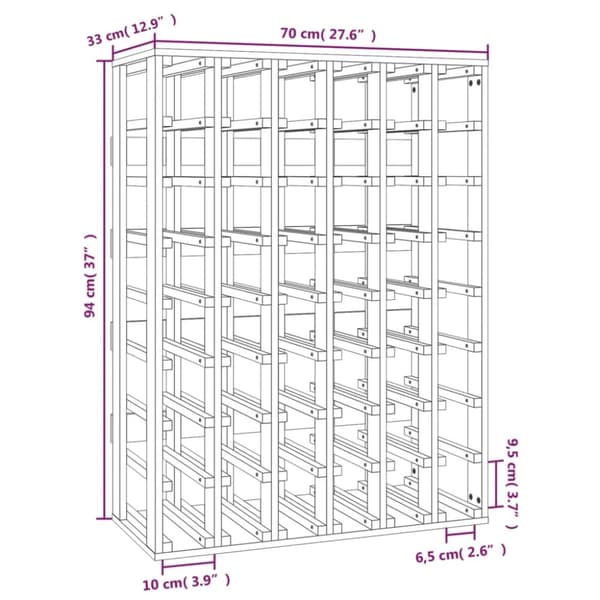 Vinreoler - Living vinreol 70x33x94 cm massivt fyrretræ