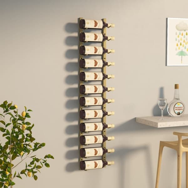 Vinställ - Living Väggmonterat vinställ för 12 flaskor guld järn