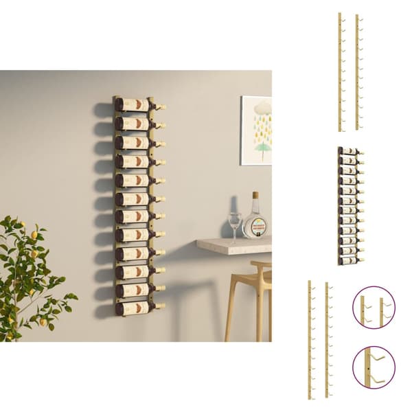 Vinställ - Living Väggmonterat vinställ för 12 flaskor guld järn