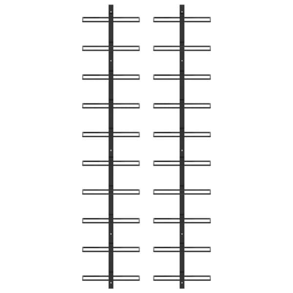 Vinreoler - Living væghængte vinreoler 2 stk. til 20 vinflasker metal sort