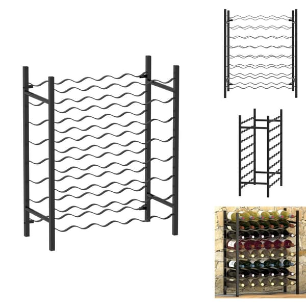 Vinreoler - Living vinreol til 48 flasker metal sort