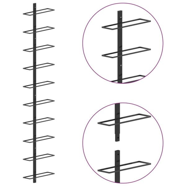 Väggmonterat vinställ för 10 flaskor svart metall - Vinställ - Vinhylla - Home & Living