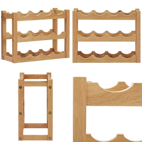 Vinreol til 12 flasker 47x21x36 cm massivt egetræ - Vinreol - Vinreoler - Home & Living