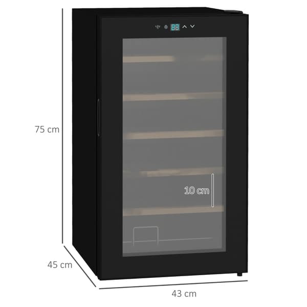 Rootz vinkøleskab - Vinkøler - Drikkevarekøler - Hurtigkøling - UV-beskyttelse - Nem rengøring - 43 cm x 45 cm x 75 cm - Stål og hærdet glas
