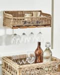 Miniatyrbilde 2 av 7: Vegghylle Glass Vinholder Naturlig rotting Metall Teak Tre Tau Håndlaget Boho Stil Hjemmedekorasjon