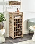 Miniatyrbilde 2 av 8: Vinstativ Naturlig rotting 51 x 112 cm Metall Mahogni Håndtak i tau Håndlaget for 28 flasker Boho-stil Hjeminnredning