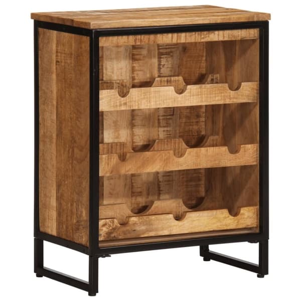 vidaXL Viinipulloteline 9 pullolle 55x33x70 cm täysi mangopuu