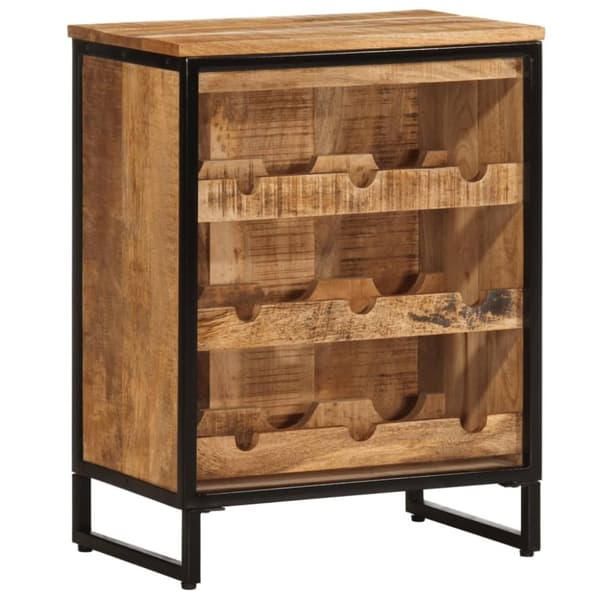 vidaXL Viinipulloteline 9 pullolle 55x33x70 cm täysi mangopuu