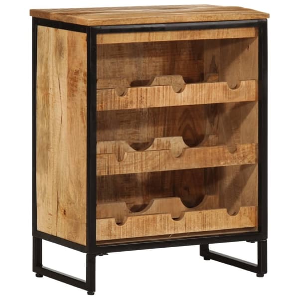 vidaXL Viinipulloteline 9 pullolle 55x33x70 cm täysi mangopuu