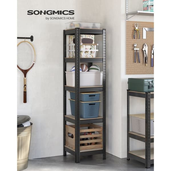 Rootz 3 Tier Greige musta seisova hylly - terästä, MDF säilytysteline - Heavy Duty - 37cm x 37cm x 150cm - 6,3kg - 400kg Kapasiteetti