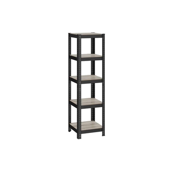 Rootz 3 Tier Greige musta seisova hylly - terästä, MDF säilytysteline - Heavy Duty - 37cm x 37cm x 150cm - 6,3kg - 400kg Kapasiteetti
