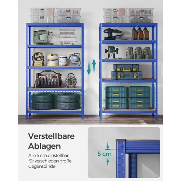 Rootz 2-Pack blå opbevaringsstativ - Stålhylde - Heavy Duty - Justerbare hylder - 60 cm x 120 cm x 200 cm