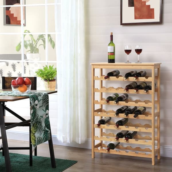 Rootz Bamboo -viiniteline - Viinipidike - Alkoholijuomien järjestäjä - Ympäristöystävällinen - 29 cm x 66 cm x 99,5 cm