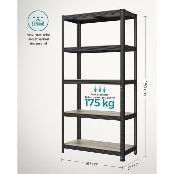 Rootz Stand Hylla - Förvaringsställ - Organizer - Stål och MDF - Stor storlek - 40cm x 90cm x 180cm