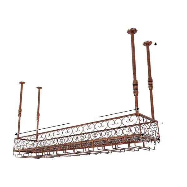Loftmonteret vinreol, justerbar højde 35-55 cm, rummer 12 flasker,Bronze-120cm