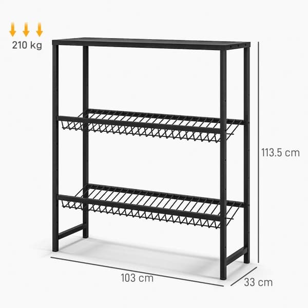 Rootz Drink Rack -teline - Juomalaatikon järjestäjä - Pullonlajittelija - Säädettävät hyllyt - Metallirakenne - 103cm x 33cm x 113,5cm