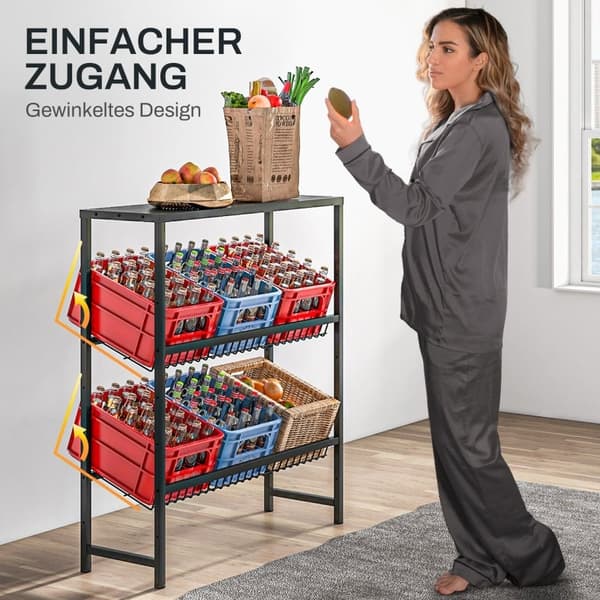 Rootz Drink Rack -teline - Juomalaatikon järjestäjä - Pullonlajittelija - Säädettävät hyllyt - Metallirakenne - 103cm x 33cm x 113,5cm