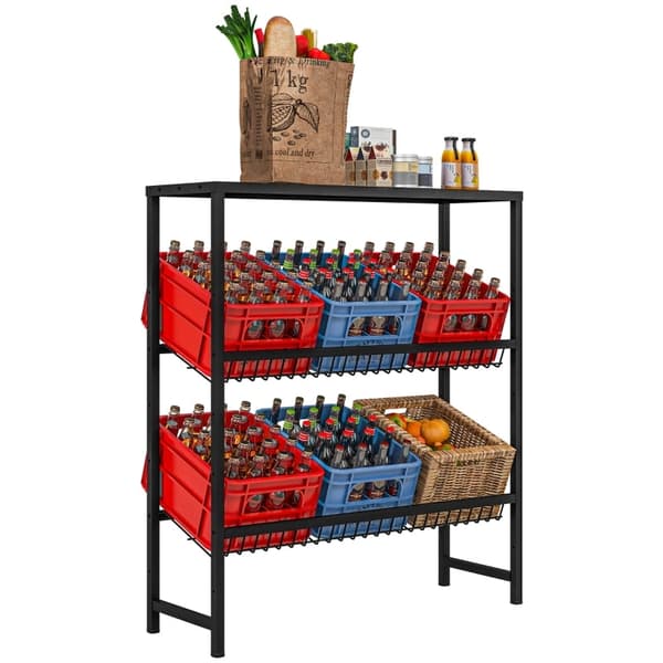 Rootz Drink Rack -teline - Juomalaatikon järjestäjä - Pullonlajittelija - Säädettävät hyllyt - Metallirakenne - 103cm x 33cm x 113,5cm