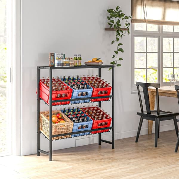 Rootz Drink Rack -teline - Juomalaatikon järjestäjä - Pullonlajittelija - Säädettävät hyllyt - Metallirakenne - 103cm x 33cm x 113,5cm