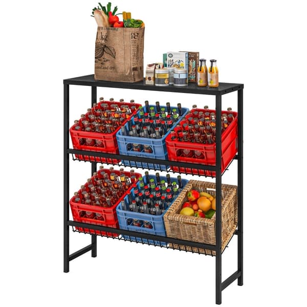 Rootz Drikkestativ - Organisering af drikkevarekasser - Flaskesortering - Justerbare hylder - Metalkonstruktion - 103 cm x 33 cm x 113,5 cm