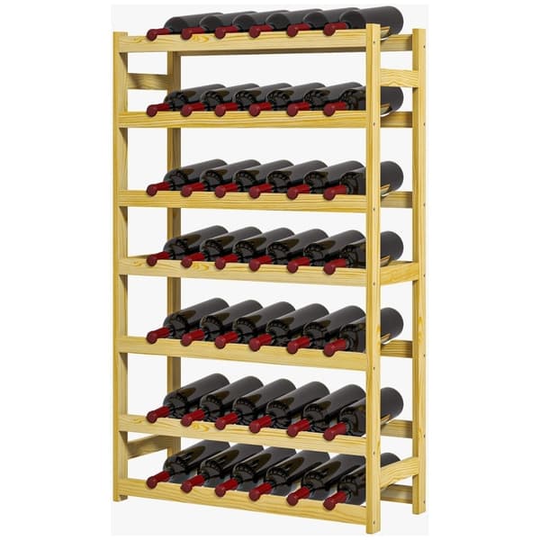 Rootz vinreol - 7-lags vinopbevaring - 42 flasker Kapacitet - Fyrretræ - Bondehusdesign - Lakeret overflade - Spidsbeskyttelse - 63 cm x 25 cm x 102 c